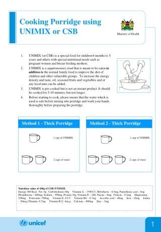 Cooking Porridge using UNIMIX or CSB