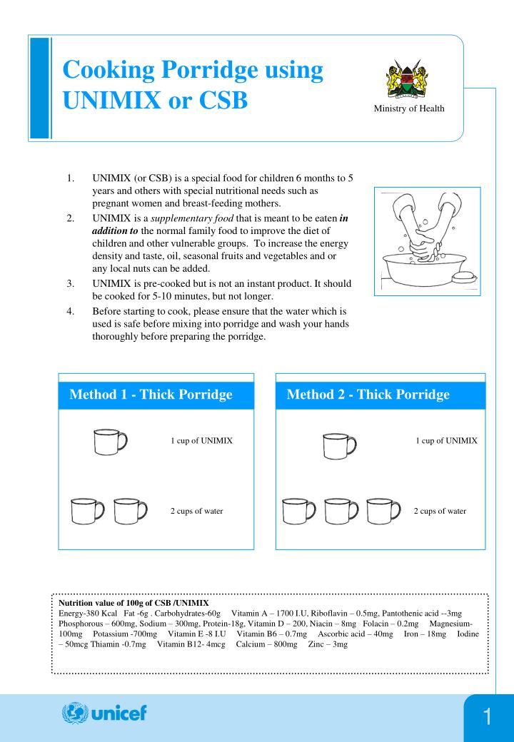 cooking porridge using unimix or csb