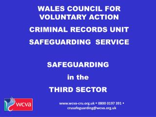 WALES COUNCIL FOR VOLUNTARY ACTION CRIMINAL RECORDS UNIT SAFEGUARDING SERVICE