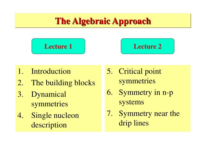 the algebraic approach