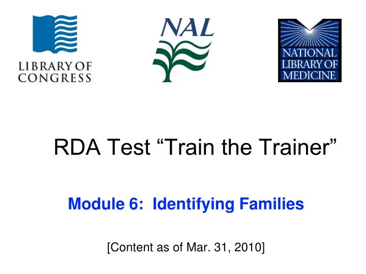 rda test train the trainer
