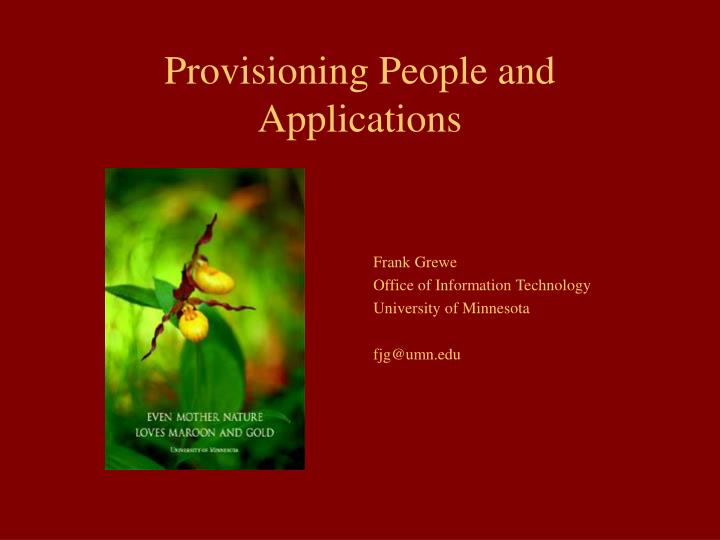 provisioning people and applications