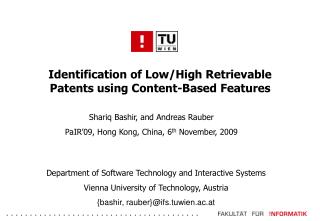 Identification of Low/High Retrievable Patents using Content-Based Features