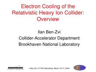 Electron Cooling of the Relativistic Heavy Ion Collider: Overview