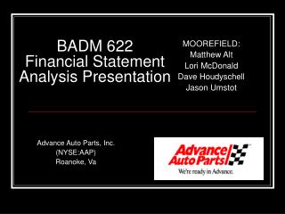 BADM 622 Financial Statement Analysis Presentation