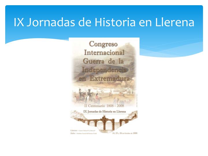 ix jornadas de historia en llerena