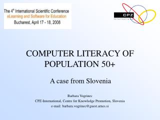 COMPUTER LITERACY OF POPULATION 50+