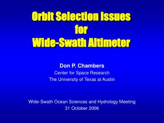 Orbit Selection Issues for Wide-Swath Altimeter