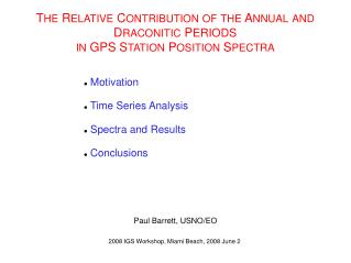 Motivation Time Series Analysis Spectra and Results Conclusions