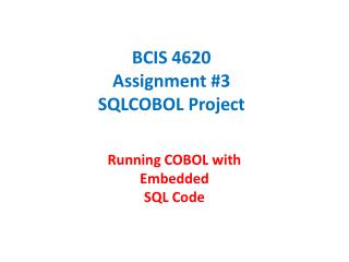 BCIS 4620 Assignment #3 SQLCOBOL Project