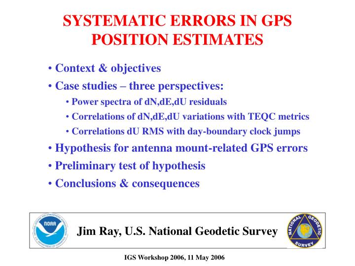 systematic errors in gps position estimates