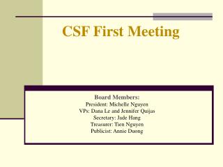 CSF First Meeting