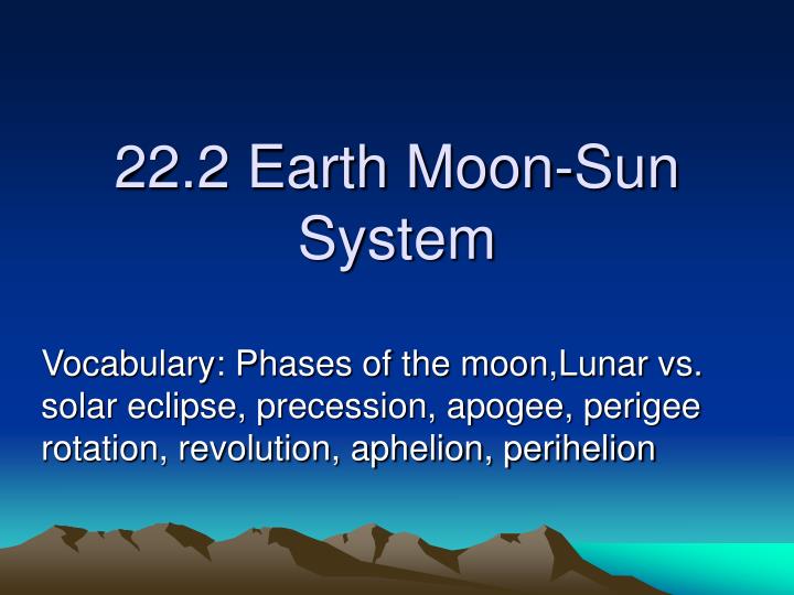 22 2 earth moon sun system