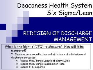 REDESIGN OF DISCHARGE MANAGEMENT