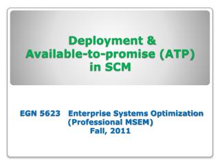 Deployment and ATP CTP Modules in SCM (Review)