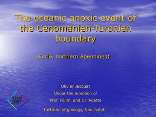 The oceanic anoxic event of the Cenomanien-Turonien boundary