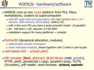 WIEN2k- hardware/software