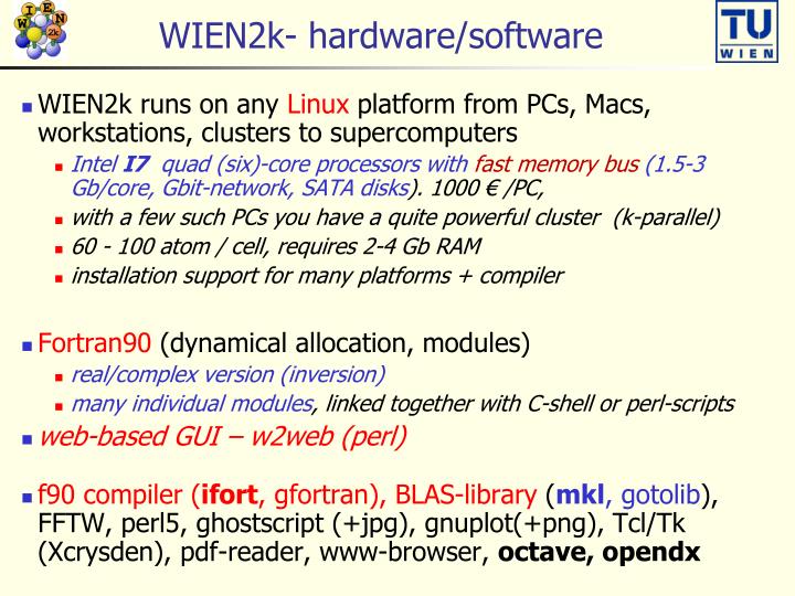 wien2k hardware software
