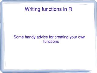 Writing functions in R