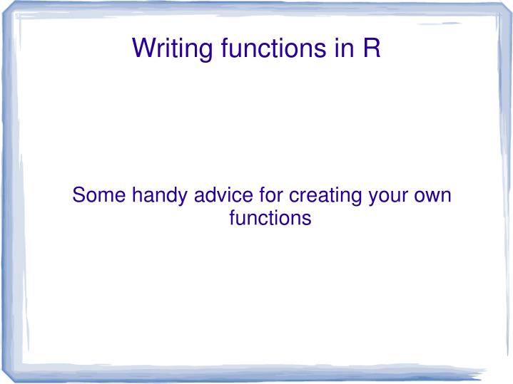 writing functions in r