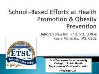 East Tennessee State University College of Public Health Department of Community Health
