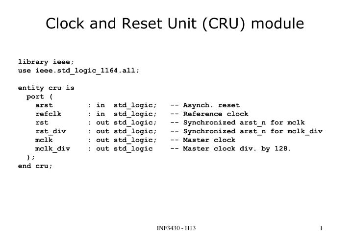 clock and reset unit cru module