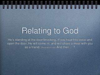 Relating to God