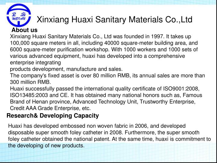 xinxiang huaxi sanitary materials co ltd