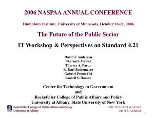 2006 NASPAA ANNUAL CONFERENCE Humphrey Institute, University of Minnesota, October 10-21, 2006