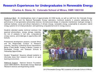 2012 Renewable Energy REU students at Colorado School of Mines