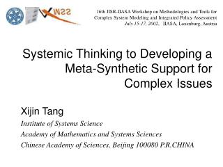 Systemic Thinking to Developing a Meta-Synthetic Support for Complex Issues