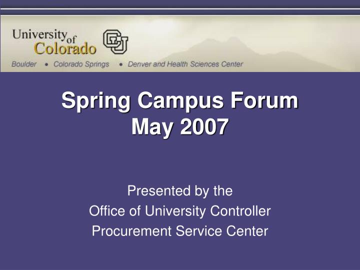 spring campus forum may 2007