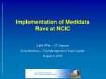 Implementation of Medidata Rave at NCIC