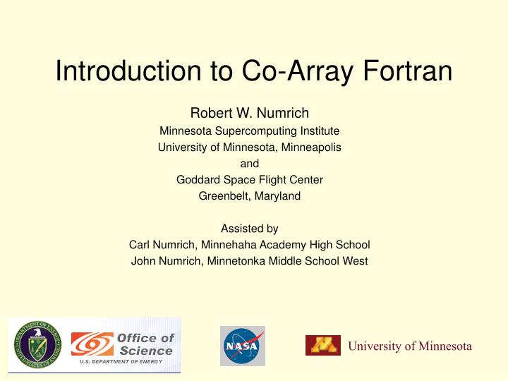 introduction to co array fortran