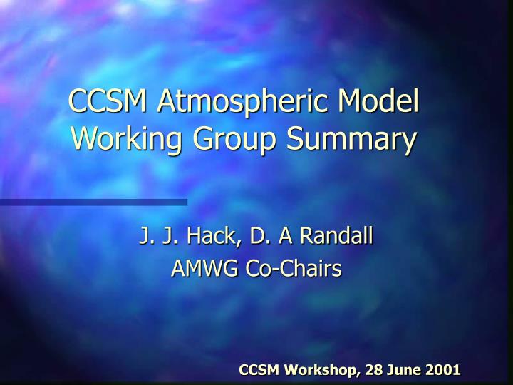 ccsm atmospheric model working group summary