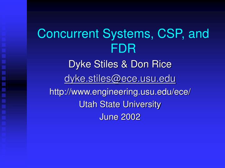 concurrent systems csp and fdr