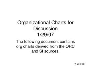 Organizational Charts for Discussion 1/29/07