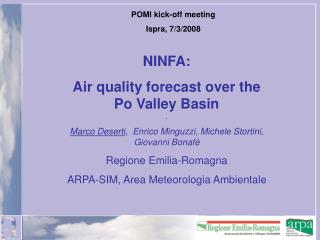 NINFA: Air quality forecast over the Po Valley Basin .