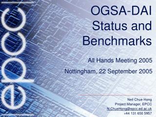 OGSA-DAI Status and Benchmarks