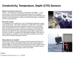Conductivity, Temperature, Depth (CTD) Sensors