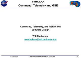 EFW-SOC Command, Telemetry and GSE