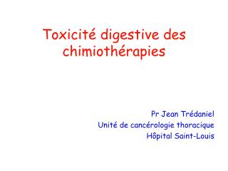 toxicit digestive des chimioth rapies