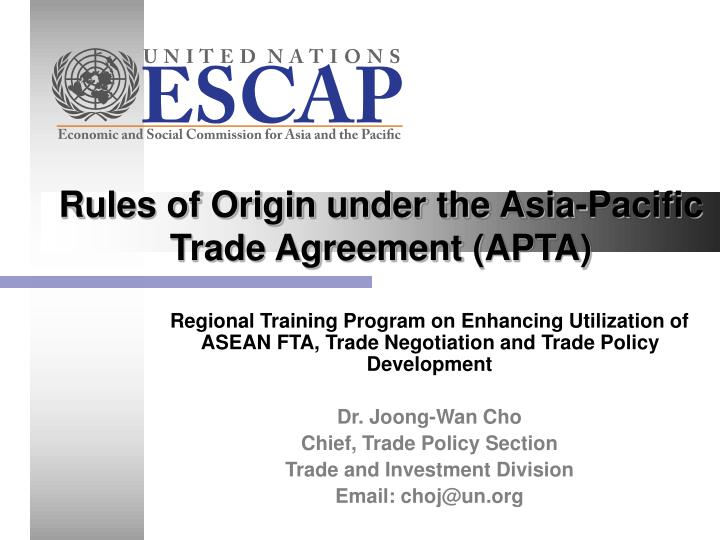 rules of origin under the asia pacific trade agreement apta