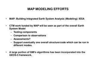 MAP MODELING EFFORTS