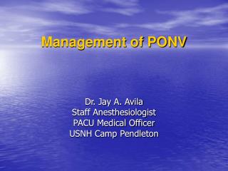 Management of PONV