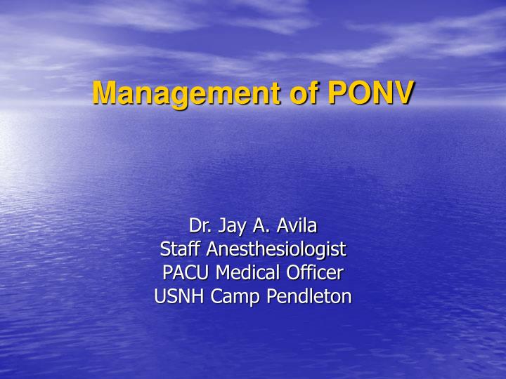 management of ponv