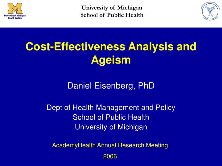 cost effectiveness analysis and ageism