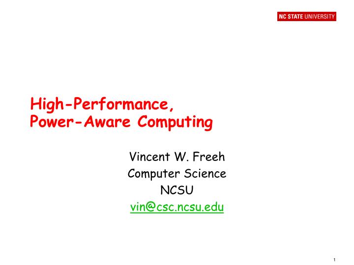 high performance power aware computing