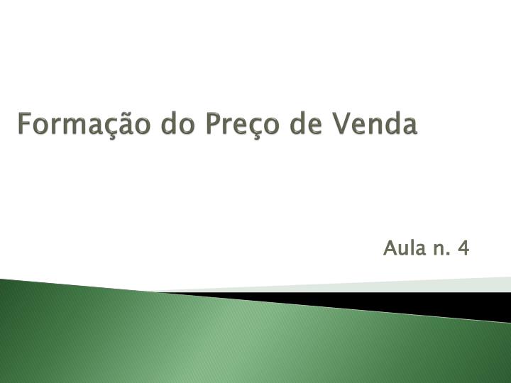 forma o do pre o de venda