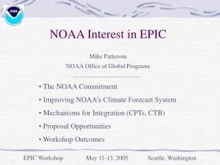 NOAA Interest in EPIC